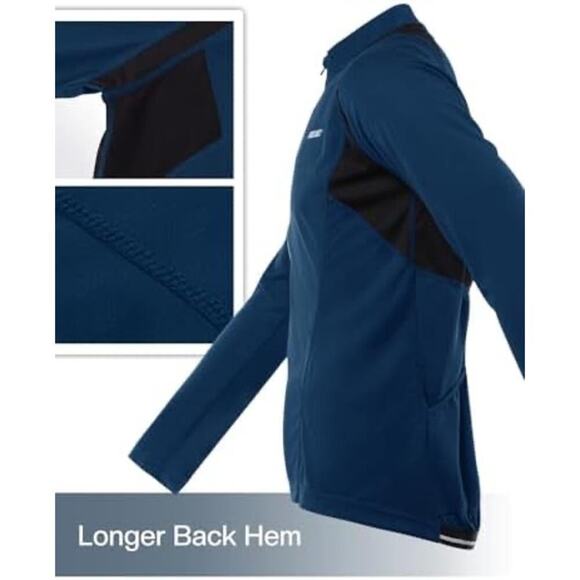 ARSUXEO Cycling Jersey Long Sleeve Quarter Zip Montego Blue Utility Performance - Picture 3 of 11